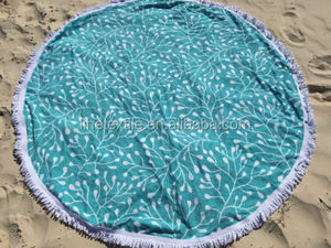 Toalla de Playa Redonda de Diseño Turco en Blanco <span class=keywords><strong>y</strong></span> Negro 100% Algodón para Chal - Product Image 3