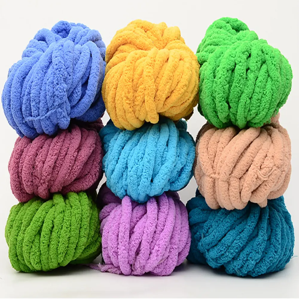 Mềm 35 Màu 2Cm Jumbo Chunky Dày Đan Thuần Chay Chenille Sợi