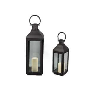 Hot Product Popular Garden Black Candle Holders Galvanized Metal <strong>Lantern</strong> <strong>Set</strong> of 3 - Product Image 3
