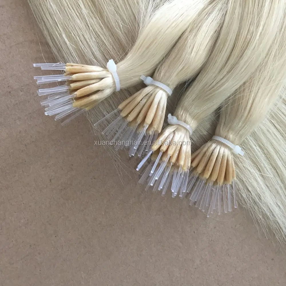 china supplier new products blonde white plastic stick human hair 8a nano ring hair extensions