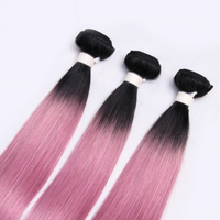1 extension de cheveux naturels pour courtes cuticules, tissage en lot de mèches, vierges roses, haute qualité