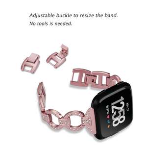 Tschick – Bracelets métalliques pour montre <span class=keywords><strong>Fitbit</strong></span> Versa, Bracelets Bling avec strass pour femmes et filles - Product Image 6