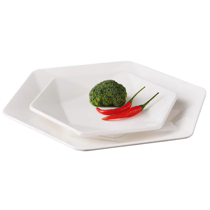 Herbruikbare Plastic Lader Platen Restaurant Servies Melamine Salade Custom Gedrukt Serveerschaal