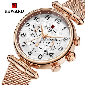 Ricompensa Orologi <span class=keywords><strong>da</strong></span> Donna di Moda In Oro Rosa Signore della Vigilanza del Quarzo In Acciaio del Braccialetto Della Maglia di Qualità Casual Femminile Impermeabile Della Vigilanza del Vestito - Product Image 5