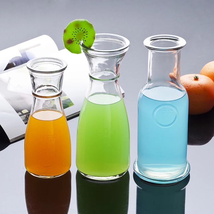 wholesale 350ml/500ml glass water juice bottle with cork lid