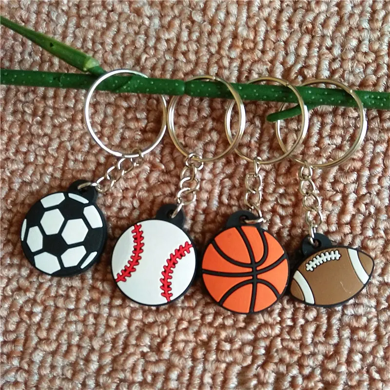 Weiches PVC Gummi Fußball Fußball Baseball Basketball Soft Ball Design Gummi Schlüssel ring