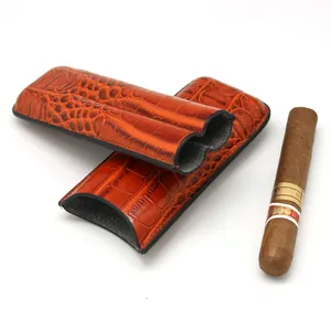 Su ordine all'ingrosso portatile da viaggio in pelle di coccodrillo cigar caso holder portasigari