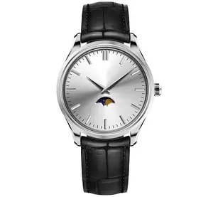 남자 moonphase 시계 일본 movt 달 단계 스테인리스 시계 달 날짜 시계