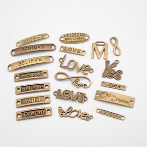 Lage Groothandel Custom Metalen Woord Logo <span class=keywords><strong>Charms</strong></span> Antiek Brons Vergulde Hangers Voor Diy Ketting Sieraden Maken - Product Image 2