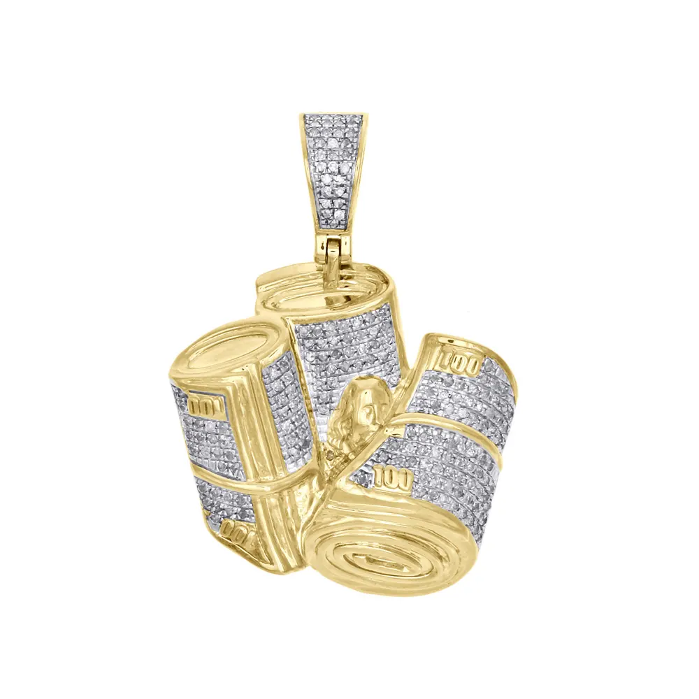 DUYIZHAO 2022 Wholesale Hip Hop Jewelry Micro Pave CZ Gold Plated Money Pendant Fashionable Iced out Bling Pendants for Men