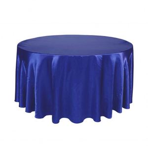 Elegante Tovaglia Rotonda in Raso Blu Reale con Rosette Grandiose per Matrimoni - Product Image 1