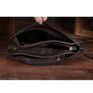 Nuova borsa pochette in pelle di cavallo pazzo retrò per uomo alla moda lungo portafoglio per cellulare - Product Image 5