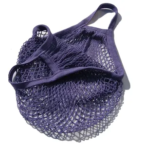 BSCI环保棉线杂货网洗衣袋定制彩色杂货软购物手提袋网袋