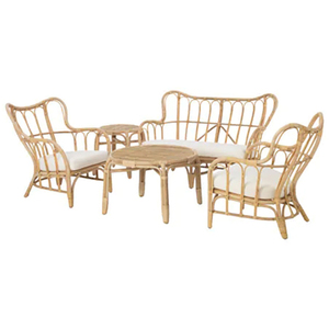 Conjunto de Muebles de Jardín Contemporáneos de Mimbre Natural de Ratán para Exteriores - Product Image 2