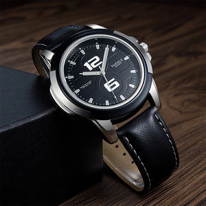 Yazole Z <span class=keywords><strong>418</strong></span>-Reloj de pulsera de cuero para hombre, cronógrafo de cuarzo con etiqueta personalizada, a escala de números, sencillo, con logotipo personalizado - Product Image 5