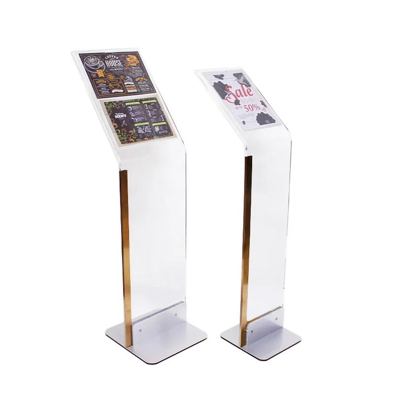 high quality clear A3 acrylic brochure holder floor standing advertising poster sign display stand for exhibition hotel