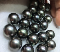 Perles de Tahiti de Mer du Sud Qualité 3A, Couleur Noir Paon Doré Foncé Naturel, Vente en Gros