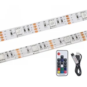 บอร์ด PCB สีขาว5V USB Powered 5050 RGB 30led/M หน้าจอทีวี Backlight Strip ด้วยตนเองกาวเทป5V Led RGB Strip Light