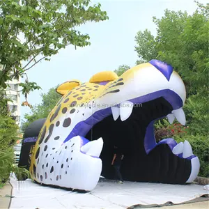 Cao đẳng liên minh thể thao tổ chức sự kiện khuyến mãi Inflatable Tiger Head đường hầm, Leopard Head Inflatable đường hầm lều
