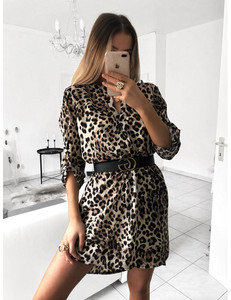 <span class=keywords><strong>Robe</strong></span> sexy pour femmes à manches longues et col en V, <span class=keywords><strong>robe</strong></span> chemise à imprimé serpent et léopard - Product Image 5