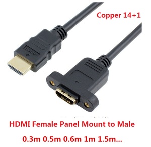 Échantillon gratuit personnalisé Câble de <span class=keywords><strong>rallonge</strong></span> HDM mâle à HDM femelle à angle droit à 90 degrés Hdtv Câble de montage sur panneau trou de vis PVC doré - Product Image 6