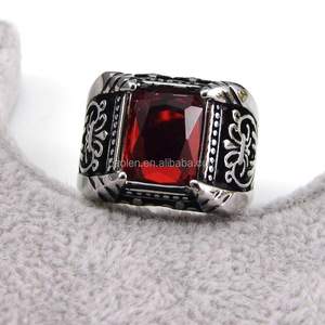 Baolen marca de joyería Vintage antiguo oro anillo de cristal para hombres de acero inoxidable cuadrado grande anillo de dedo de piedra hombre de la joyería de los hombres - Product Image 5