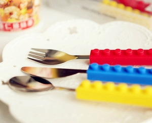 Набор силиконовых строительных блоков UCHOME Legos, ложка, нож и вилка в силиконовой ручке - Product Image 5