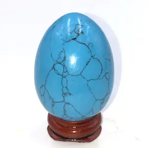 ขายส่งคริสตัลไข่ Semi - Precious Healing Blue Turquoise Quartz หินคริสตัล Yoni ไข่