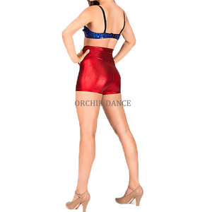 Women <strong>Girls</strong> Cheap <strong>Shiny</strong> Coated Spandex High Waist Wholesale Gymnastics <strong>Shorts</strong> - Product Image 2