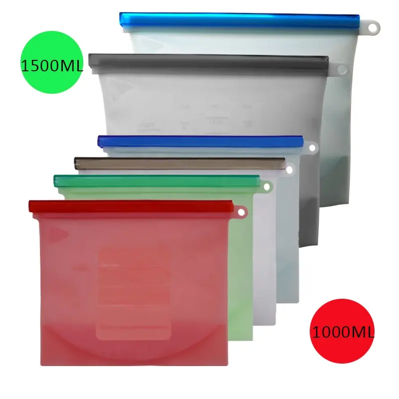 Best Seller Leakproof food grade sealable reusable fresh reusable silicone food storage bag
