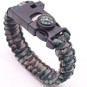 Braccialetto in Paracord Intrecciato in Poliestere con Bussola per Sopravvivenza e Pesca (Esca, Amo e Filo) Verde Nero 550 - Product Image 4