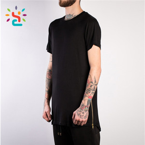 Ropa de calle personalizada, camiseta con cremallera lateral, camiseta alta para hombre, camiseta con cremallera lateral, <span class=keywords><strong>camisetas</strong></span> deportivas negras al por mayor - Product Image 4