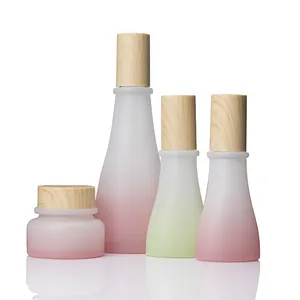 Luxury 2019 New Cosmetic Packing Set Gradient Frosted Glass Bottles And Jars