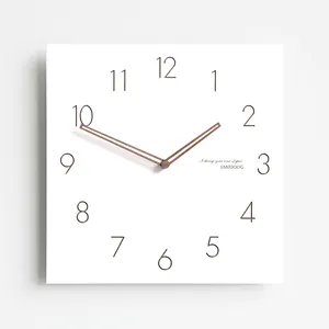 EMITDOOG 12"/14" Modern Design Wooden Square Clock Arabic Numerals Dial for Living Room Decoration