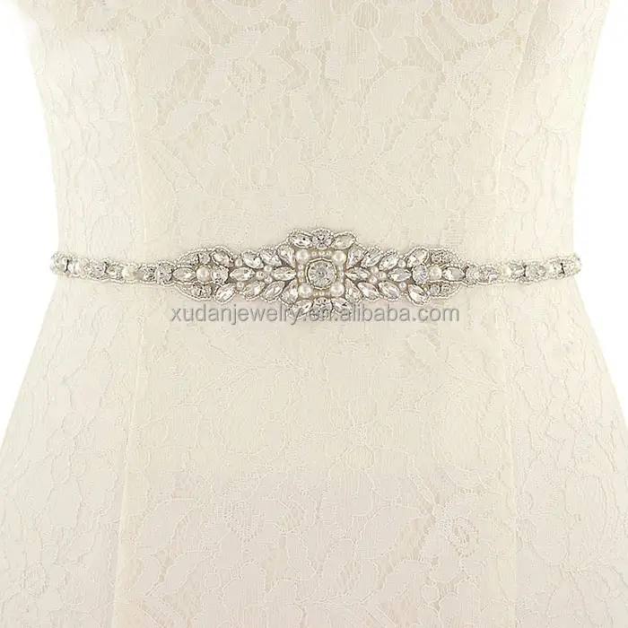 2019 Wholesale Pearl Wedding Belt Crystal Diamond Flower Bridal Sash Wedding Sash for Woman