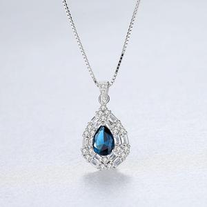 CZCITY 925 in argento Sterling <span class=keywords><strong>collana</strong></span> per le donne bianco CZ <span class=keywords><strong>zaffiro</strong></span> ciondolo a forma di goccia d'acqua per matrimoni <span class=keywords><strong>e</strong></span> feste - Product Image 5