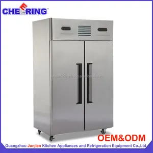1200L made in china stainless steel ventilated type commercial upright double door side by side freezer