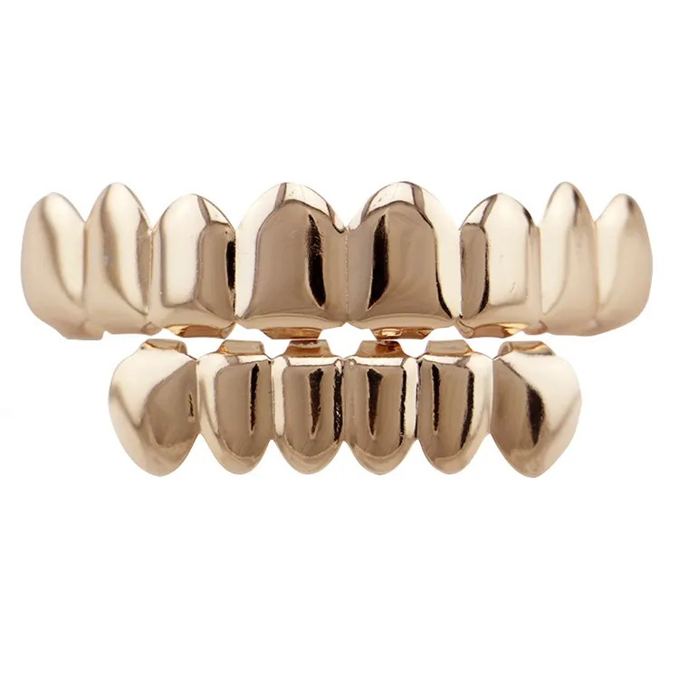 Gold Grill Set Plated Diamond Cut Fashion Brass Grillz Teeth