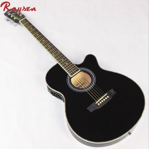 <span class=keywords><strong>Guitare</strong></span> acoustique électrique à 6 cordes Thin Line, <span class=keywords><strong>guitare</strong></span> en bois noir - Product Image 1