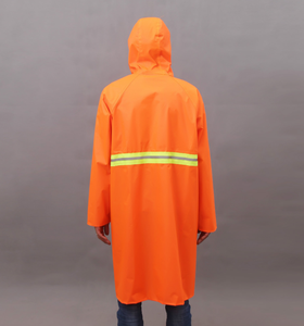 Traffic Safety PVC Rain Coat with Reflective Tape Orange High Quality Low Price Fast Delivery Time - Product Image 2