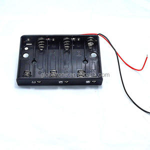 6 x Tamaño AA (UM-3 * 6) Caja Caja Del Sostenedor Negro Plástico Batería 9 V Con Alambre plomo - Product Image 1
