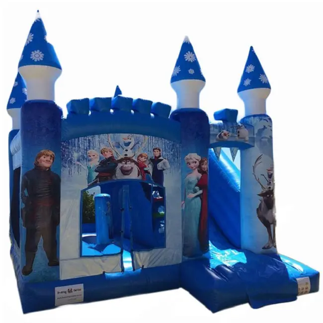 Ngoài Trời Durable PVC Inflatable Frozen Jumping Castle Bouncer House Với Slide Cho Doanh Nghiệp Cho Thuê