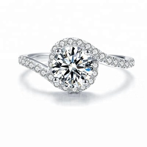 Provence Jewelry Halo Setting EF VVS 8mm 2 carat diamond engagement ring moissanite wedding ring for women