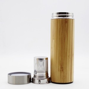 Gobelet de voyage en bambou, avec infuseur à thé, vintage, 17oz, bouteille isolante, en acier inoxydable, tasse avec infuseur à thé - Product Image 4