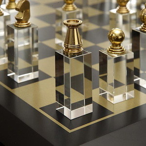 Set di Scacchi <span class=keywords><strong>in</strong></span> Cristallo e Metallo con Scacchiera <span class=keywords><strong>in</strong></span> Legno di Alta Qualità, Souvenir per Esposizione <span class=keywords><strong>in</strong></span> Soggiorno - Product Image 5
