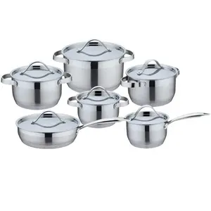 heavy 7 steps capsule bottom 12 pcs stainless steel ebel cookware pots