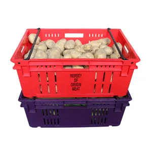 農業農場は金属製のハンドルが付いているプラスチックバスケットを使用しますスーパーマーケット買い物のためのカスタマイズされた積み重ねの巣のバスケット果物野菜