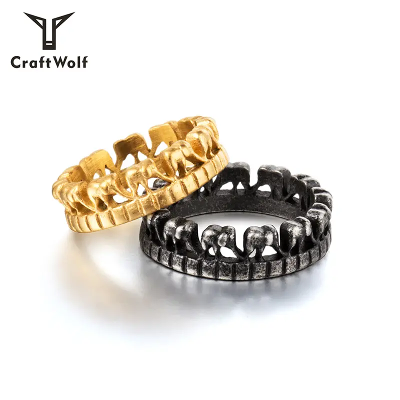 Craft Wolf fashion jewelry 2022 hot selling animals personalized elephant Stainless Steel Rings for men women