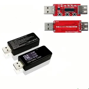 จอแสดงผลดิจิตอลDC USB Tester + QC2.0/3.0ทริกเกอร์ปัจจุบันแรงดันชาร์จความจุหมอธนาคารพลังงานแบตเตอรี่มิเตอร์ตรวจจับ