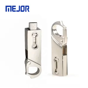 Metallic Gloss Sleutelhanger 16G Usb Flash Disk 2 In 1 Micro Udp Chip 32G Android Telefoon Otg Pen drive